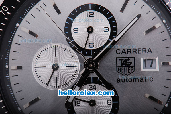 Tag Heuer Carrera Automatic with Silver Dial and Rubber Strap - Click Image to Close